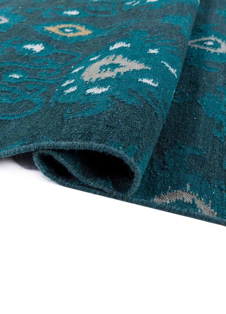 bedouin blue wool flat weaves Rug - FloorShot