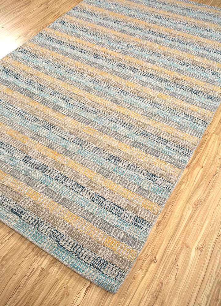 abrash beige and brown wool flat weaves Rug - FloorShot