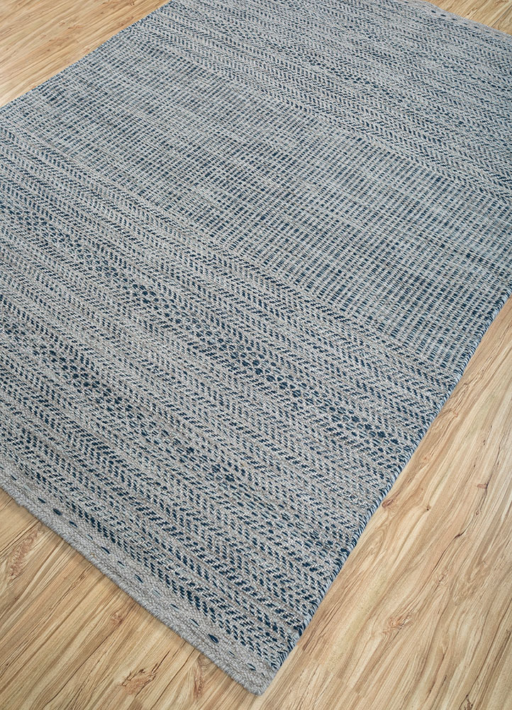 abrash blue wool flat weaves Rug - FloorShot