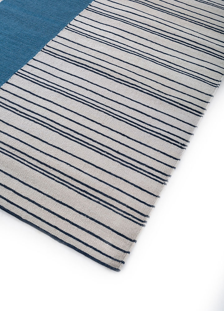 indusbar blue wool flat weaves Rug - FloorShot