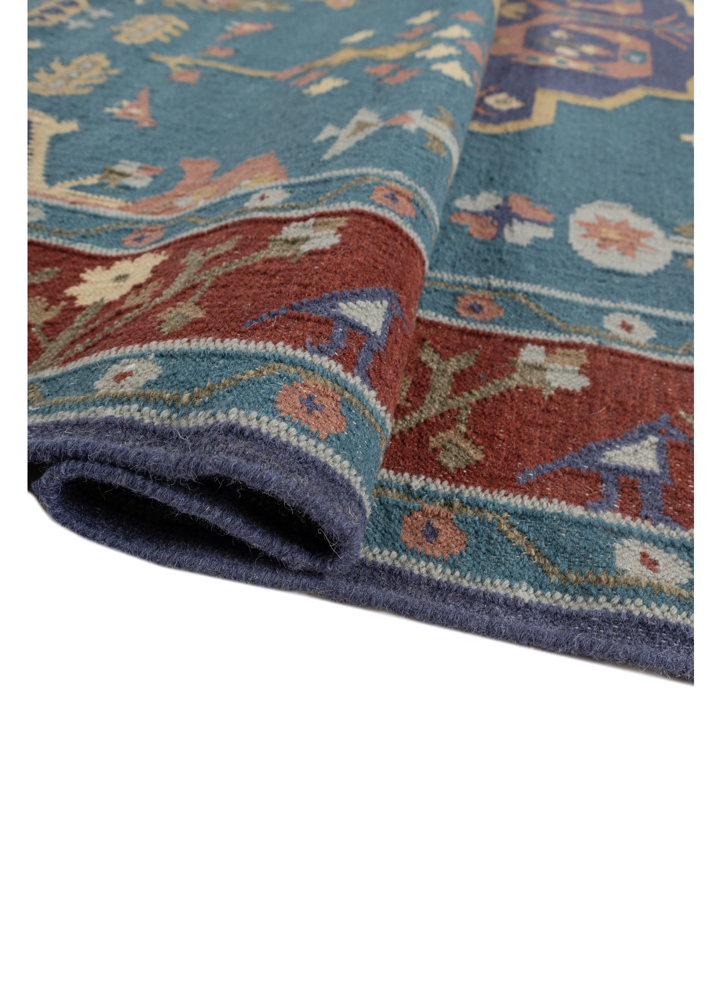 bedouin blue wool flat weaves Rug - FloorShot