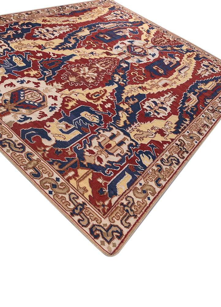 bedouin blue wool flat weaves Rug - FloorShot