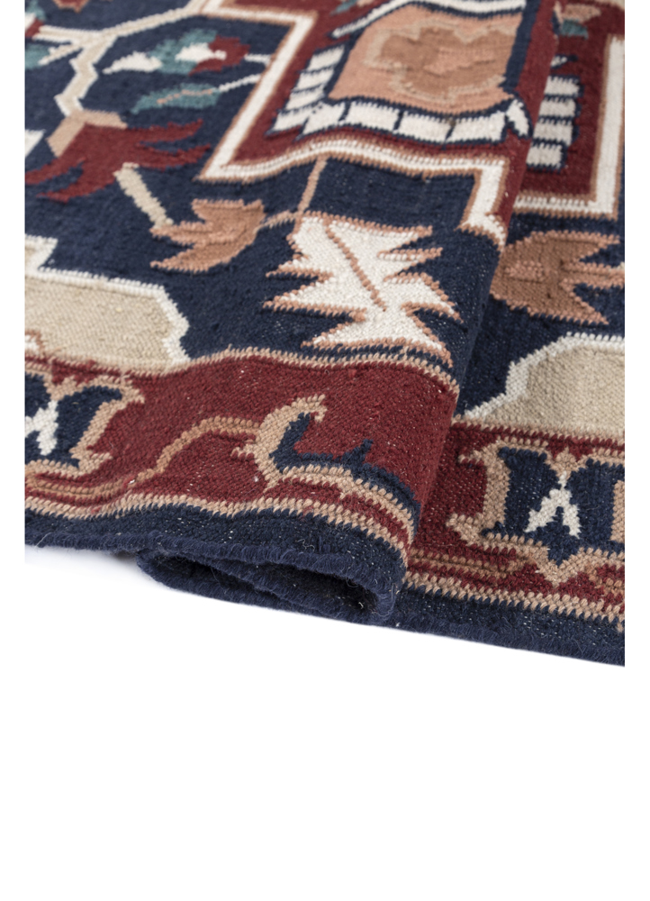 bedouin blue wool flat weaves Rug - FloorShot
