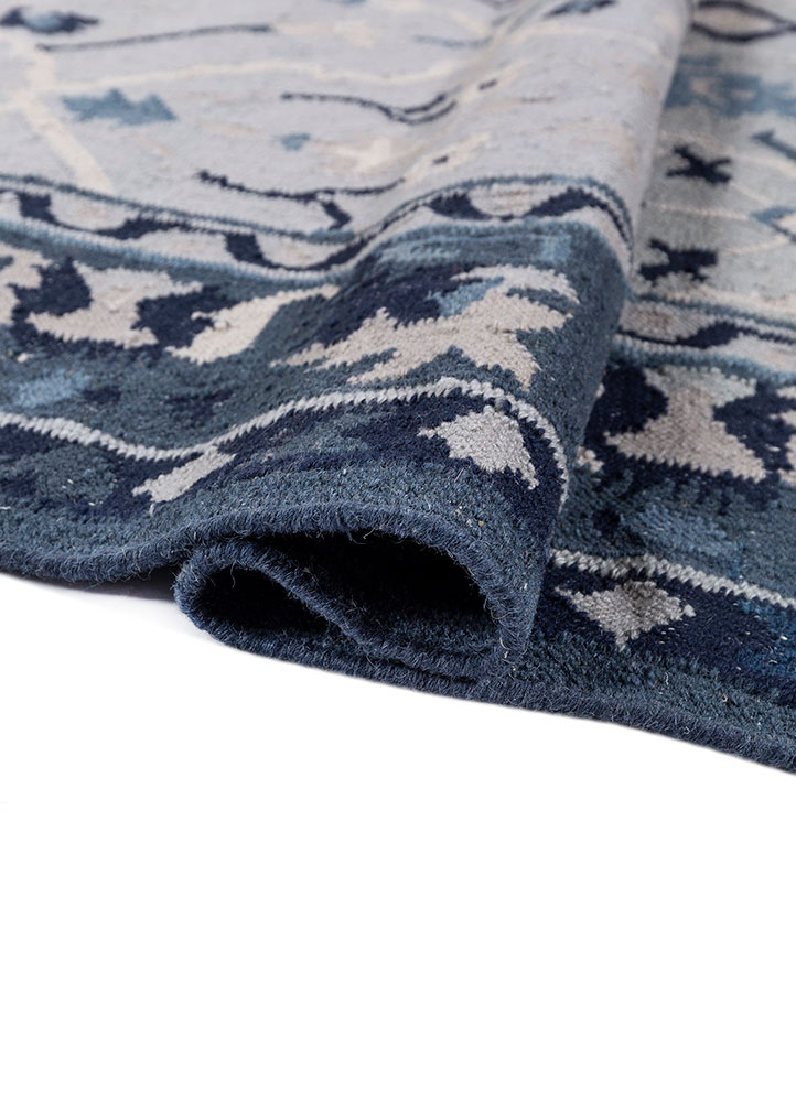 bedouin blue wool flat weaves Rug - FloorShot