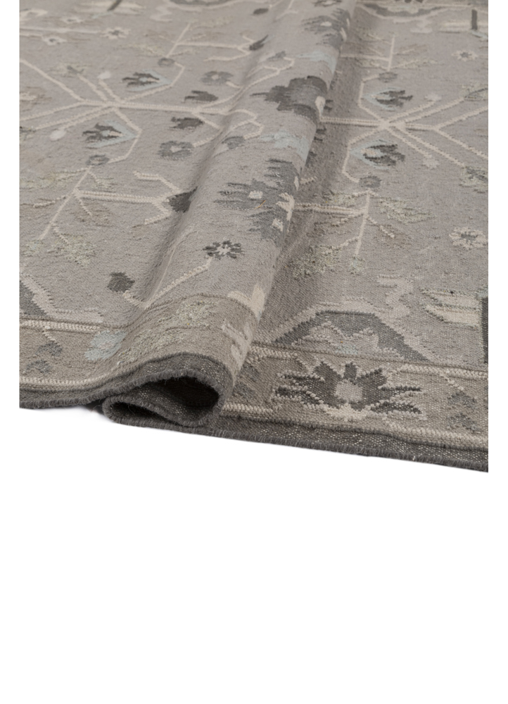 bedouin grey and black wool flat weaves Rug - FloorShot