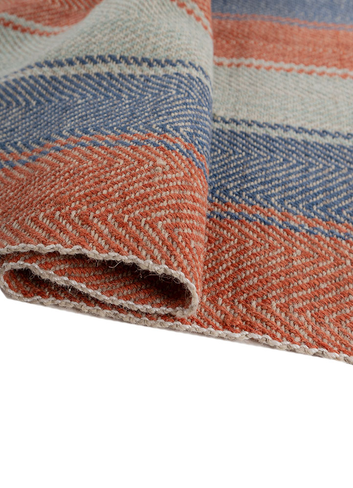 indusbar red and orange wool flat weaves Rug - FloorShot