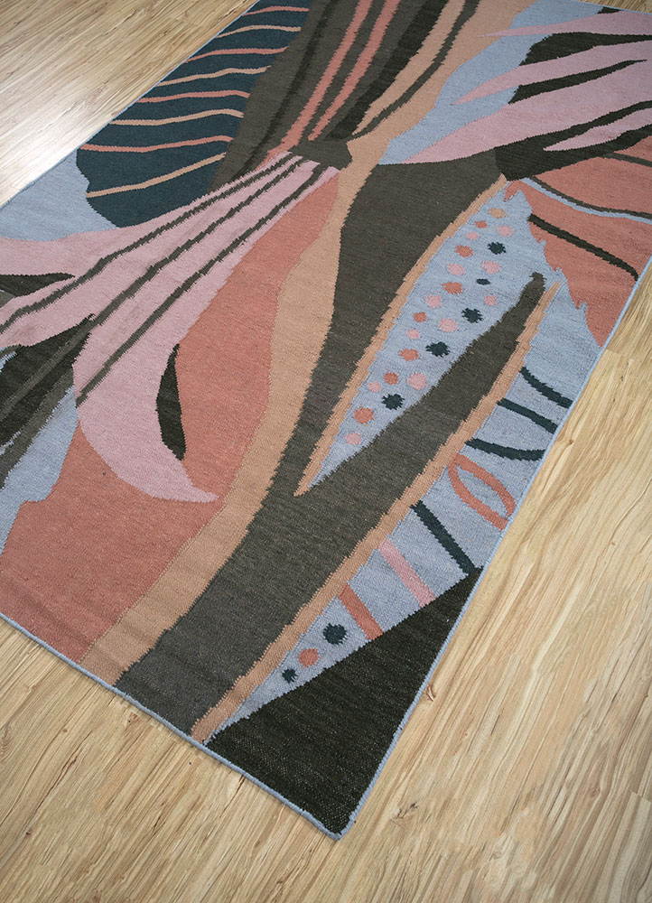 orenda pink and purple wool flat weaves Rug - FloorShot