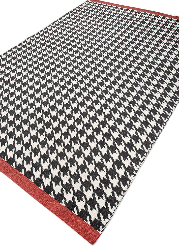 alhambra grey and black wool flat weaves Rug - FloorShot