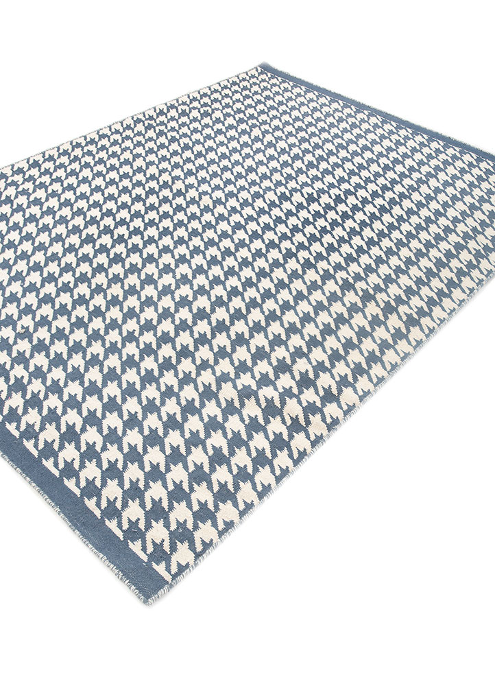 alhambra blue wool flat weaves Rug - FloorShot