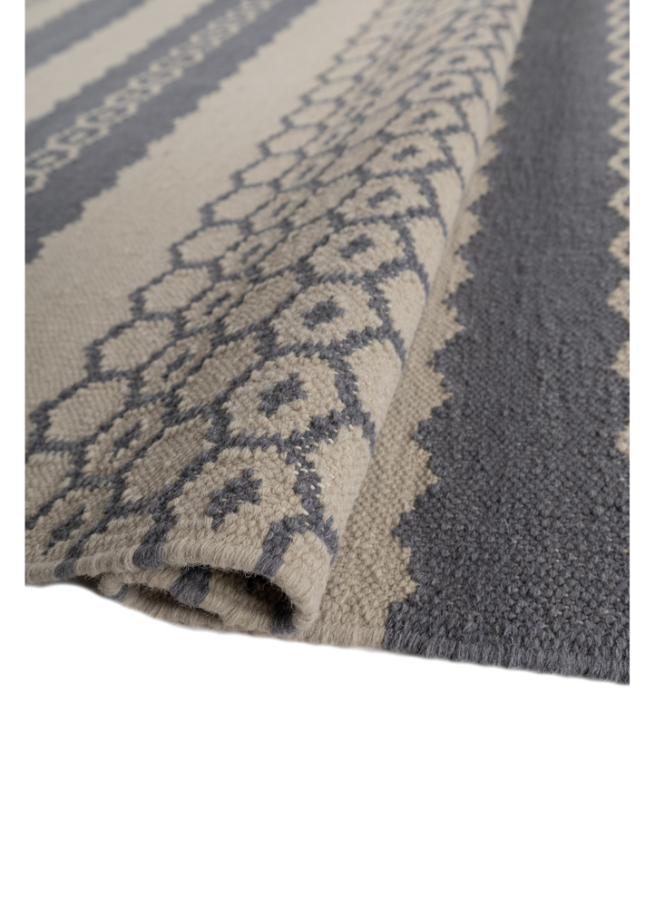 indusbar grey and black wool flat weaves Rug - FloorShot