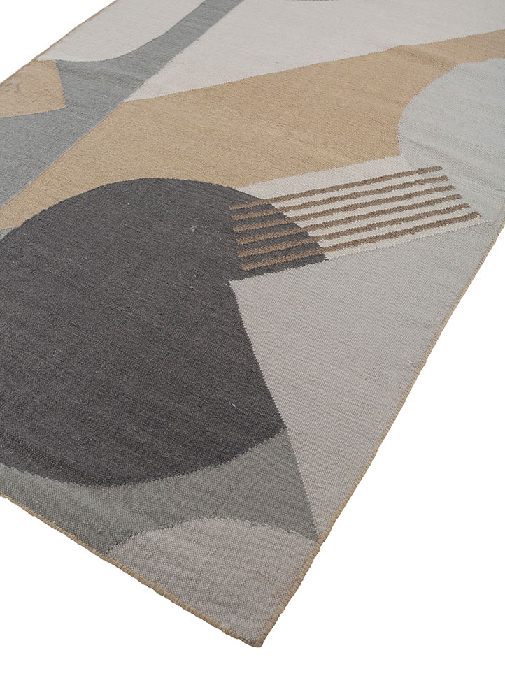 checkers ivory wool flat weaves Rug - FloorShot