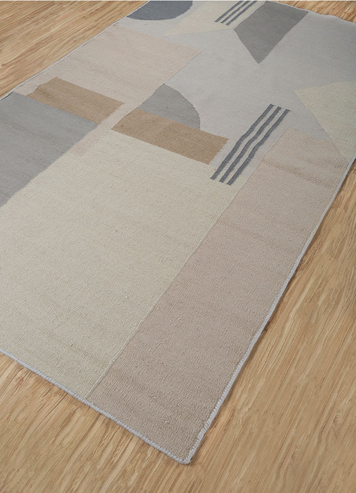 checkers grey and black wool flat weaves Rug - FloorShot