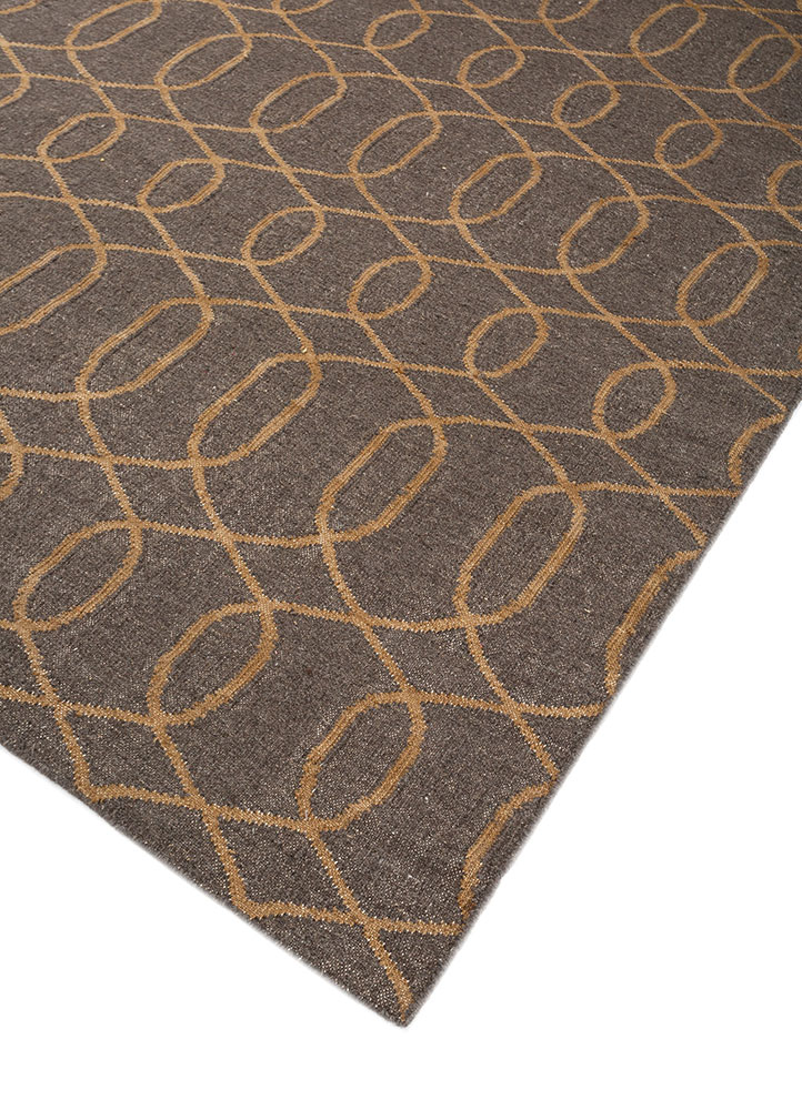 indusbar beige and brown wool flat weaves Rug - FloorShot