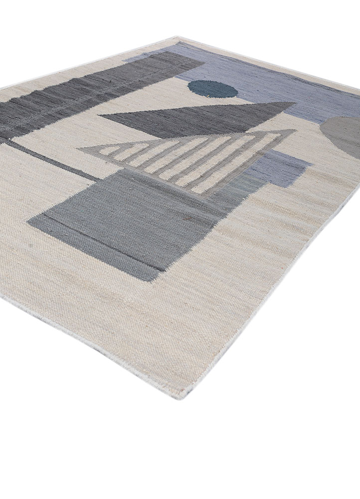 checkers grey and black wool flat weaves Rug - FloorShot