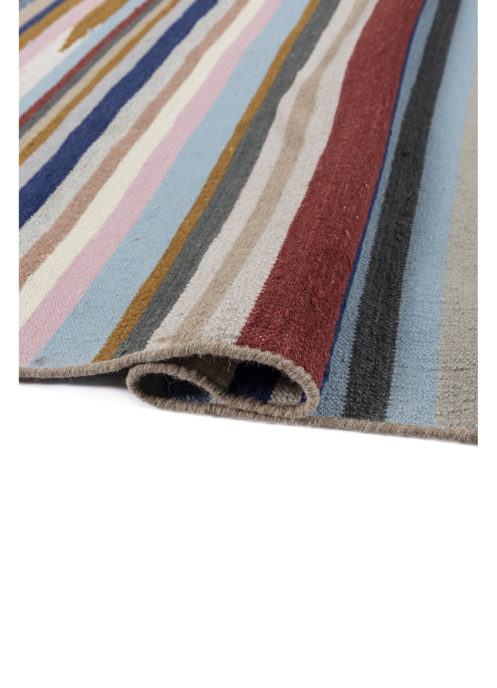 indusbar blue wool flat weaves Rug - FloorShot