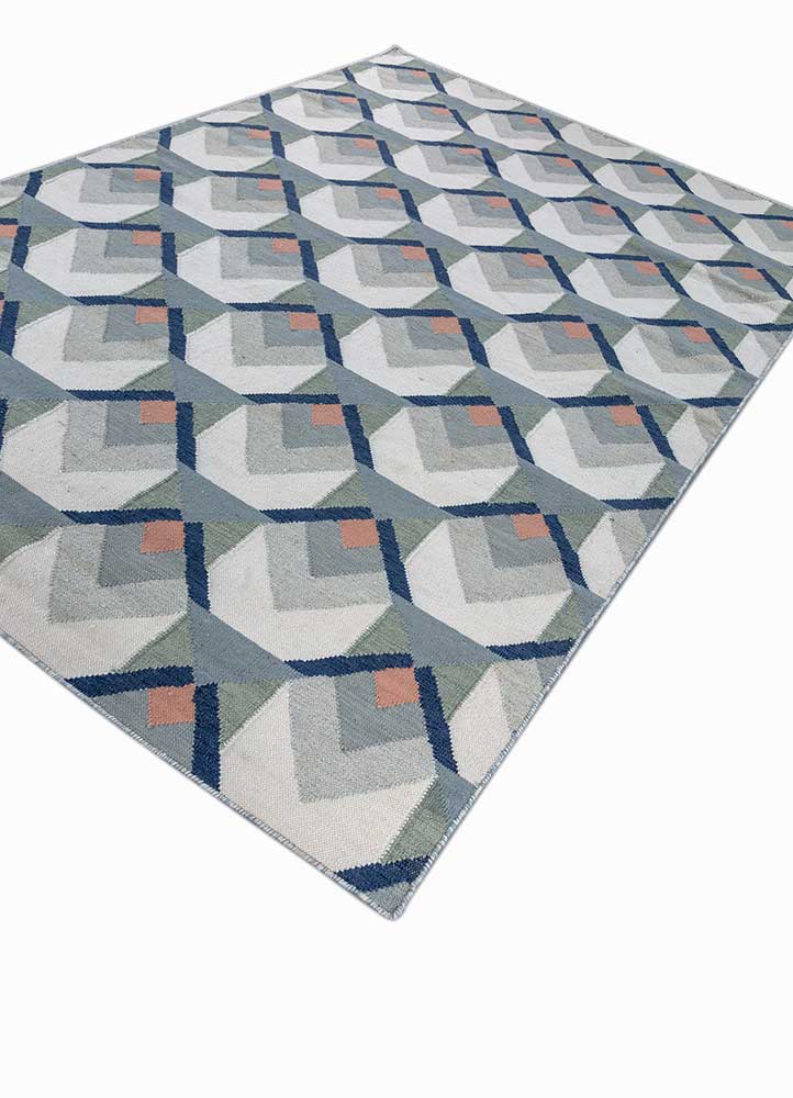 checkers ivory wool flat weaves Rug - FloorShot