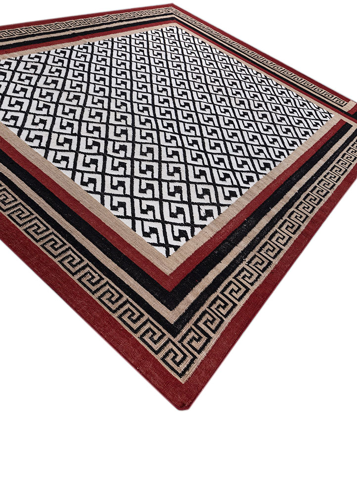 alhambra grey and black wool flat weaves Rug - FloorShot
