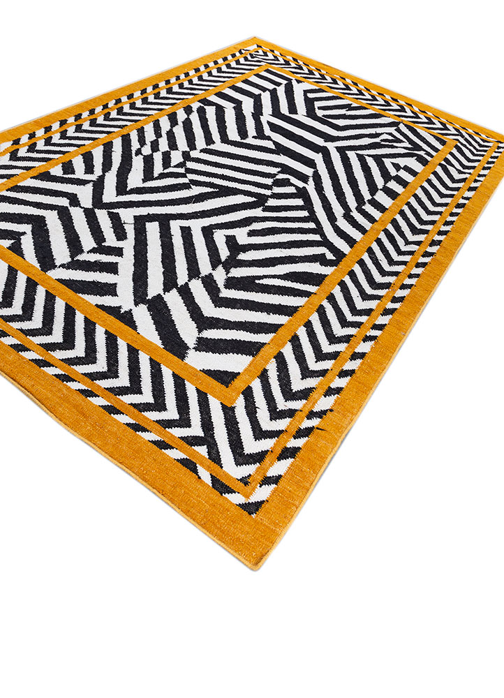 alhambra grey and black wool flat weaves Rug - FloorShot