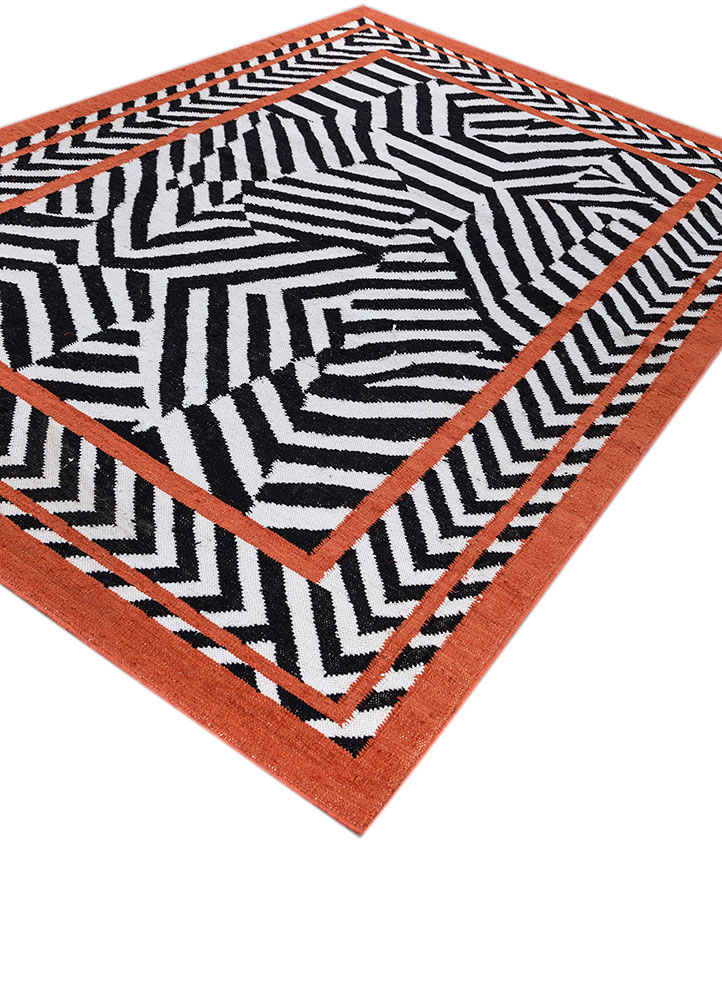alhambra grey and black wool flat weaves Rug - FloorShot
