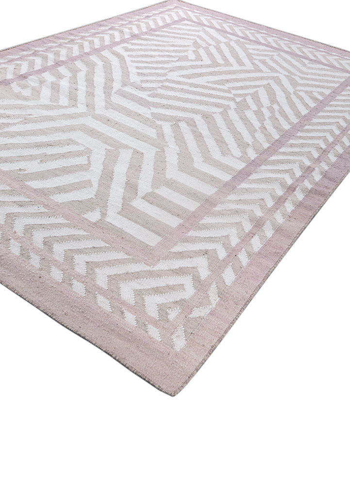 alhambra beige and brown wool and viscose flat weaves Rug - FloorShot