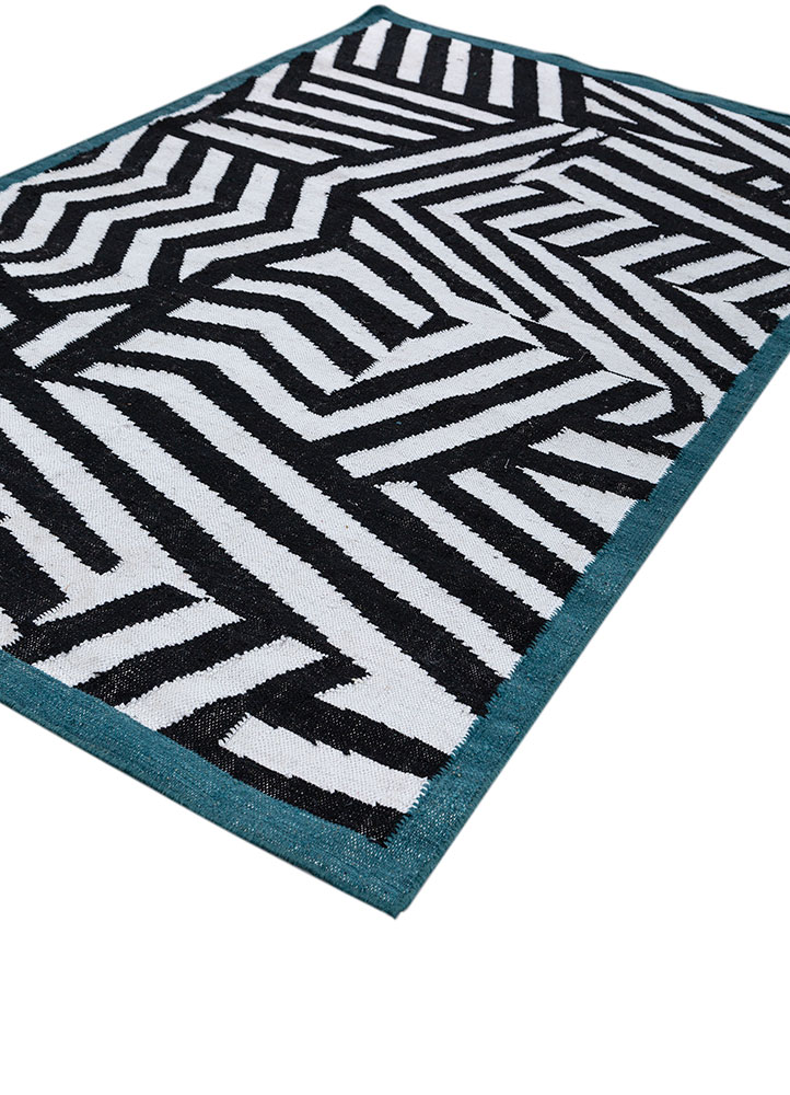 alhambra grey and black wool flat weaves Rug - FloorShot