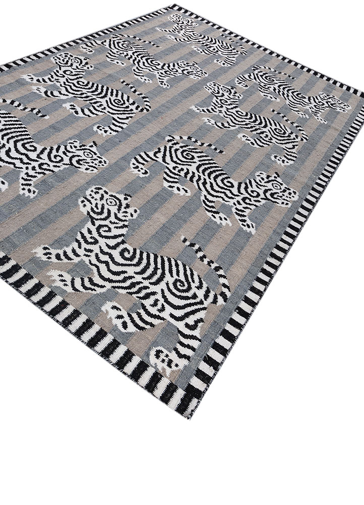 alhambra blue wool flat weaves Rug - FloorShot