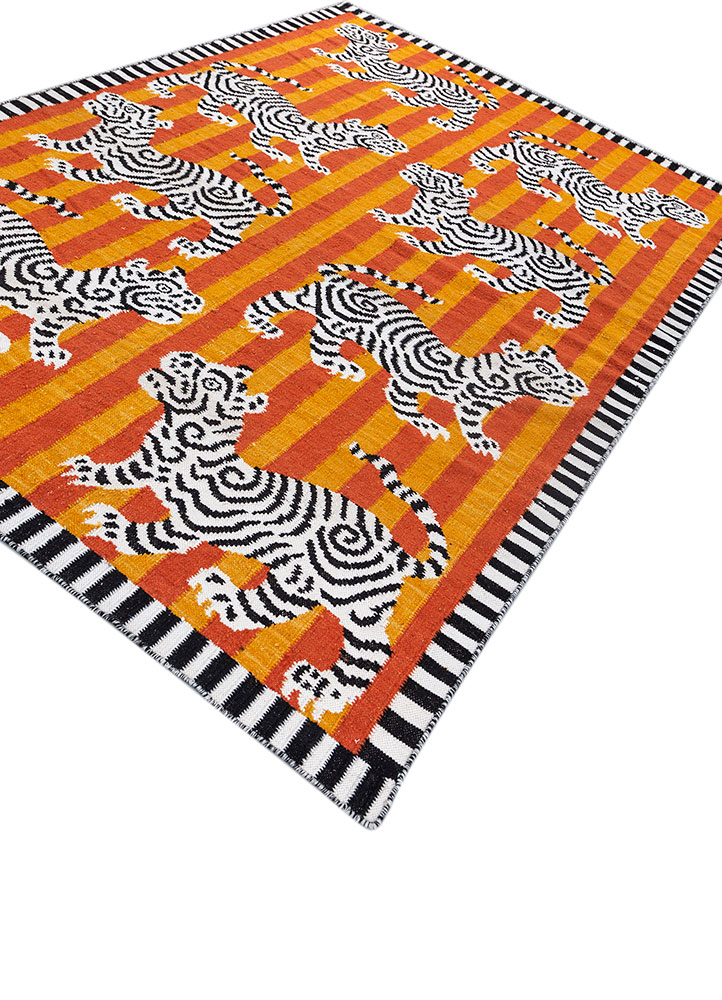 alhambra red and orange wool flat weaves Rug - FloorShot