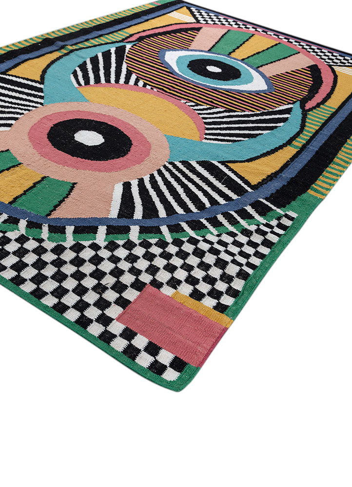zen and zest grey and black wool flat weaves Rug - FloorShot