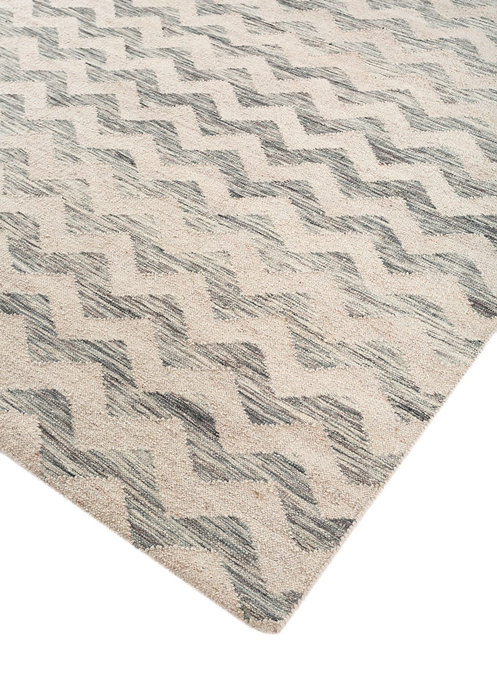indusbar blue wool and viscose flat weaves Rug - FloorShot