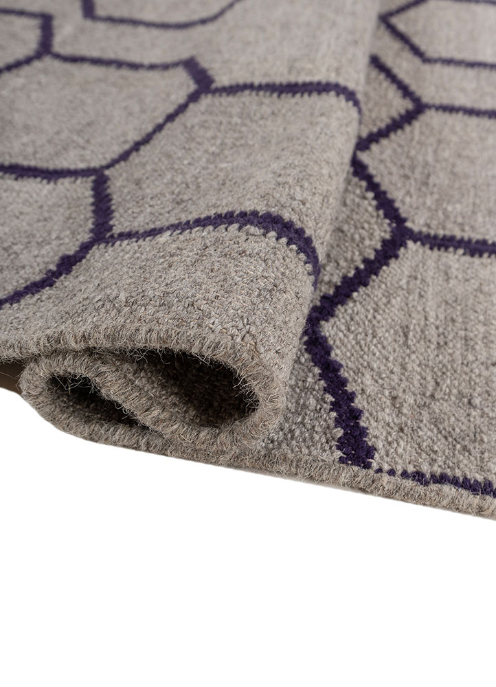 indusbar grey and black wool and viscose flat weaves Rug - FloorShot
