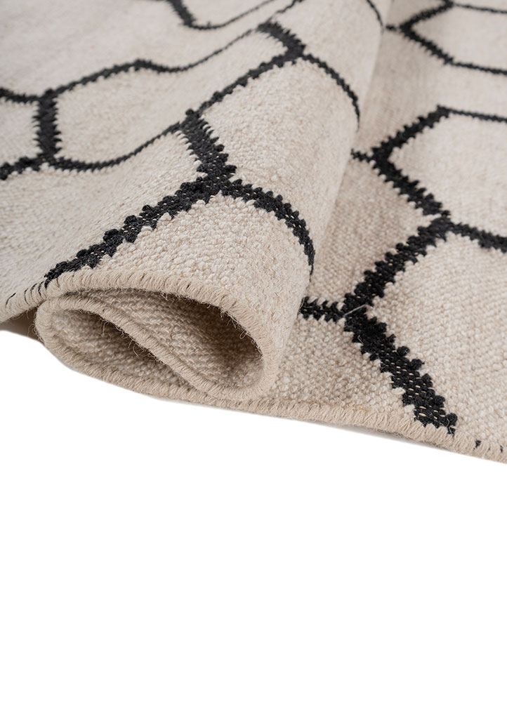 indusbar ivory wool and viscose flat weaves Rug - FloorShot