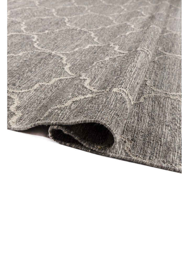 indusbar grey and black wool and viscose flat weaves Rug - FloorShot