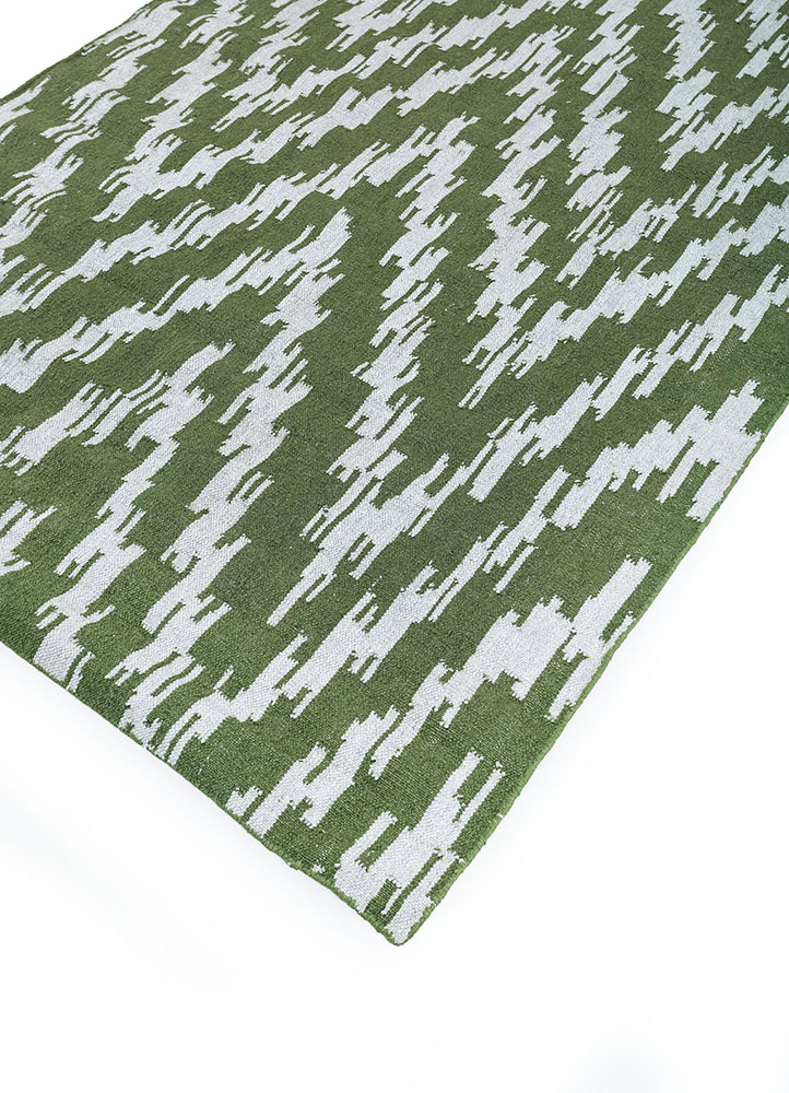 indusbar green wool and viscose flat weaves Rug - FloorShot