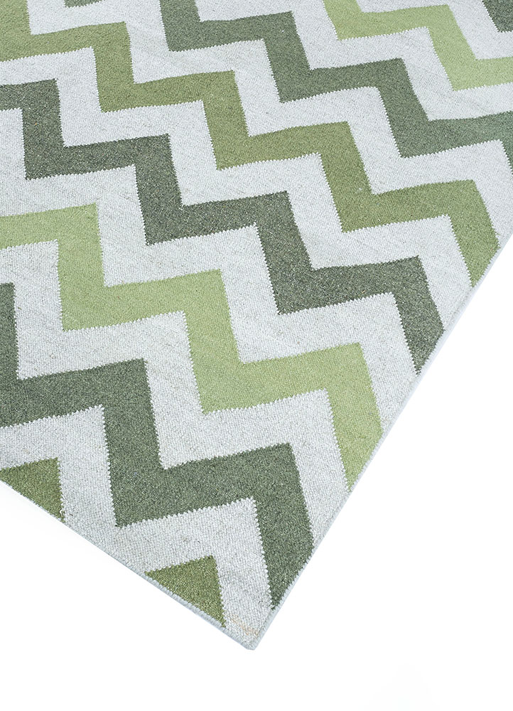 indusbar green wool and viscose flat weaves Rug - FloorShot
