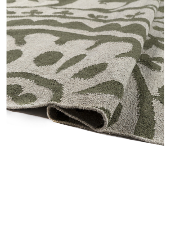 indusbar green wool and viscose flat weaves Rug - FloorShot