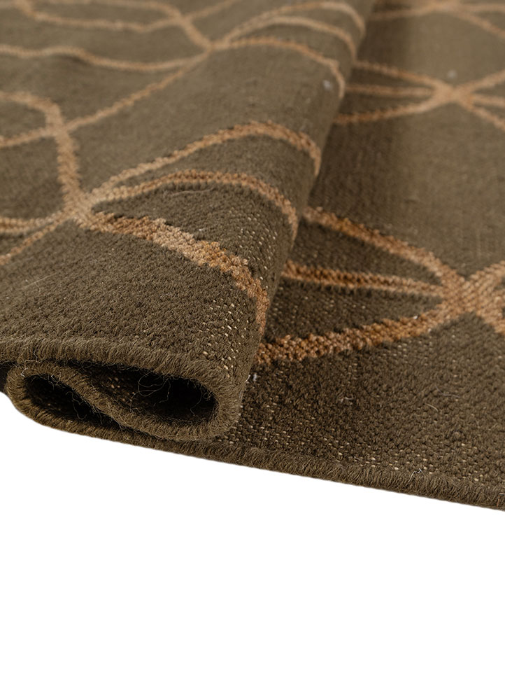 indusbar green wool flat weaves Rug - FloorShot