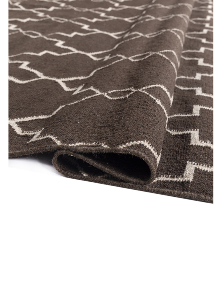 indusbar beige and brown polyester flat weaves Rug - FloorShot