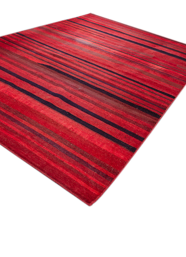 indusbar red and orange wool and viscose flat weaves Rug - FloorShot