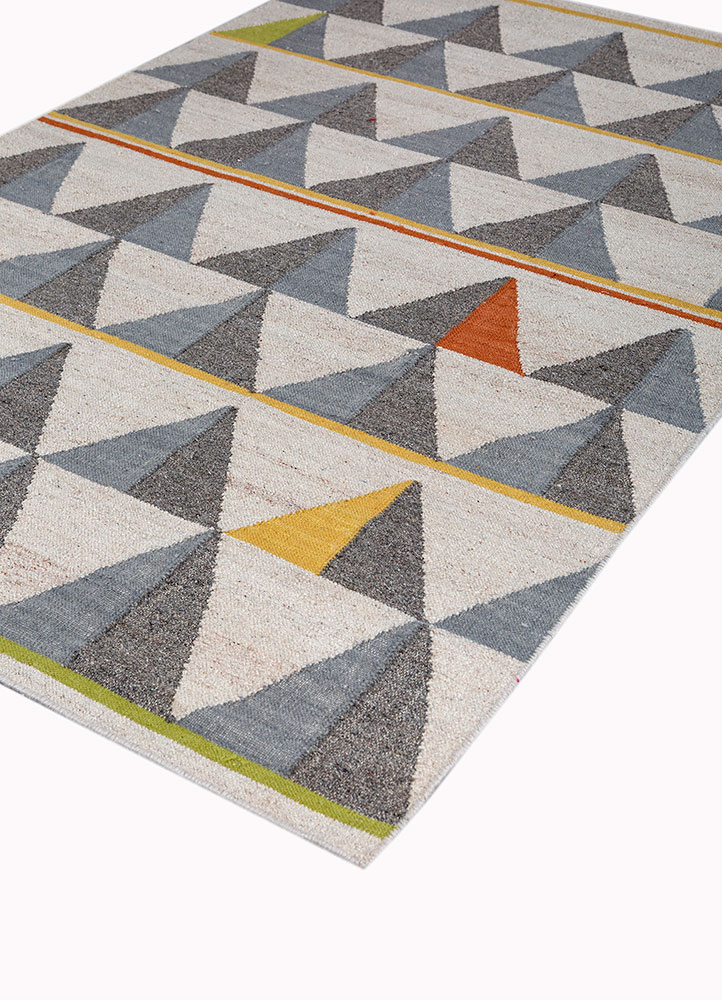 indusbar ivory wool and viscose flat weaves Rug - FloorShot