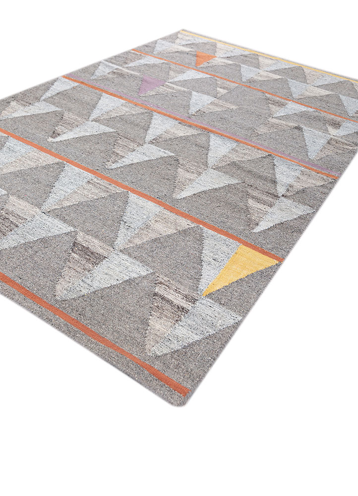 indusbar grey and black wool and viscose flat weaves Rug - FloorShot