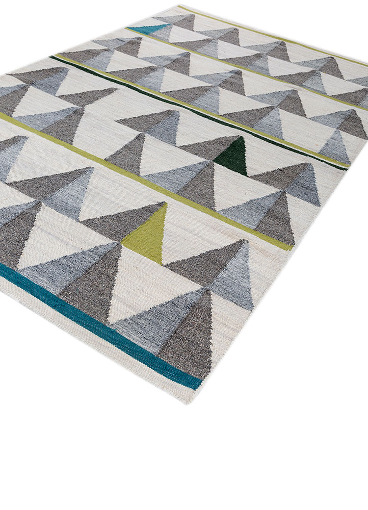 indusbar grey and black wool and viscose flat weaves Rug - FloorShot