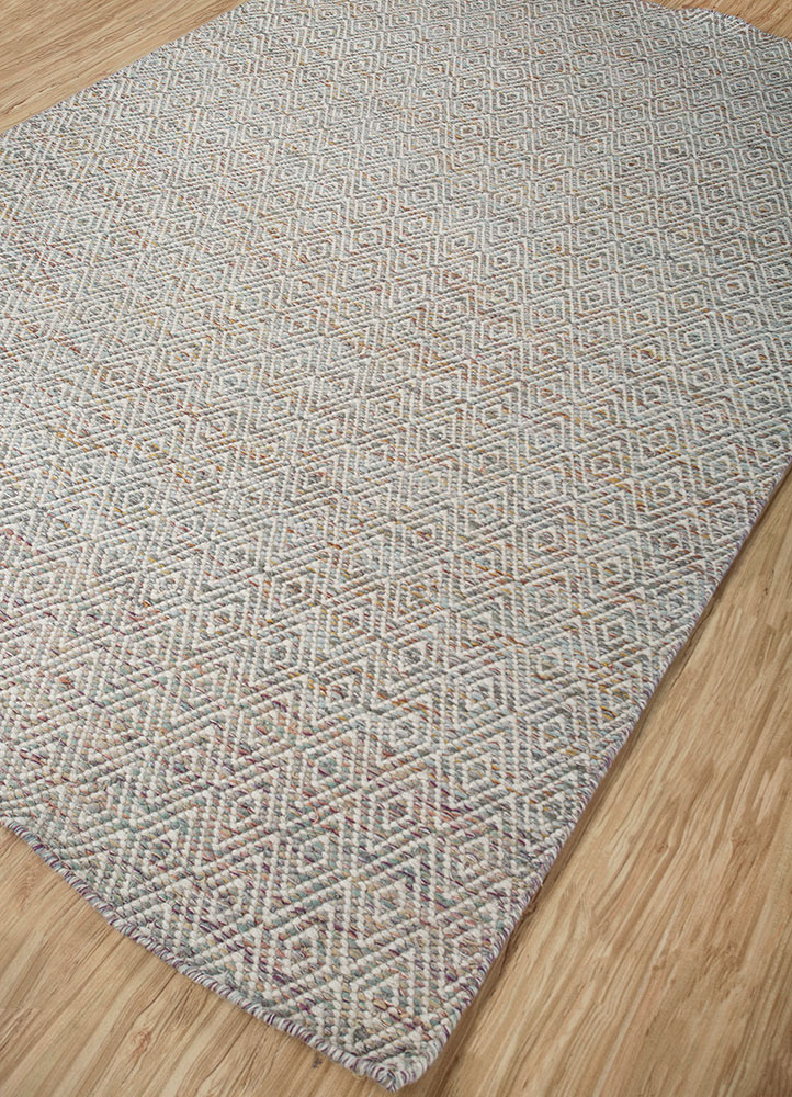 abrash blue wool and viscose flat weaves Rug - FloorShot