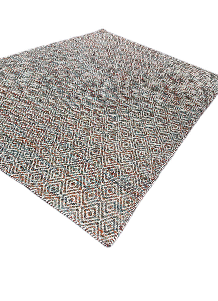 abrash blue wool and viscose flat weaves Rug - FloorShot