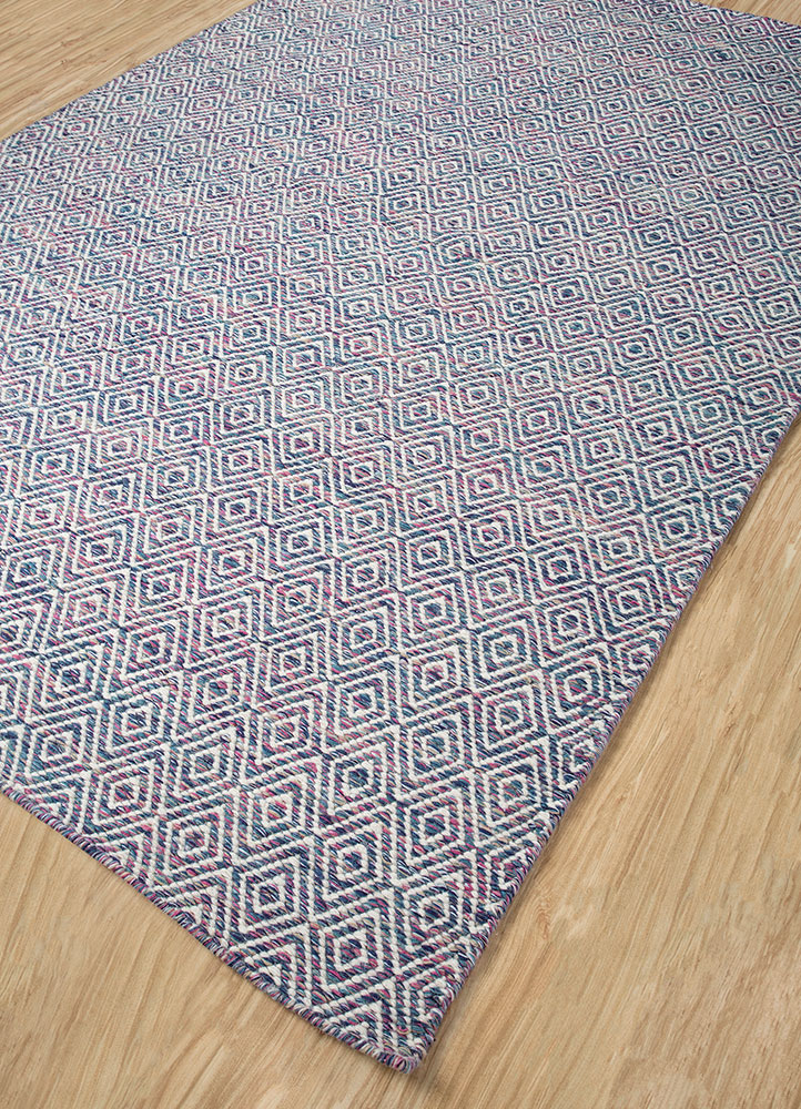 abrash blue wool and viscose flat weaves Rug - FloorShot