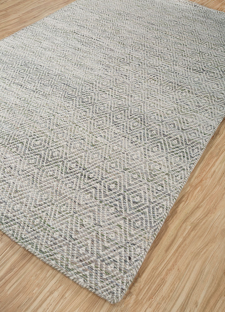 abrash blue wool and viscose flat weaves Rug - FloorShot