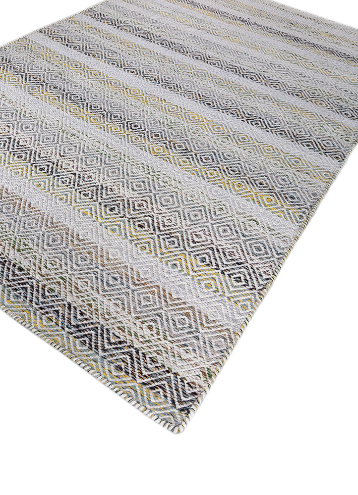 abrash blue wool and viscose flat weaves Rug - FloorShot