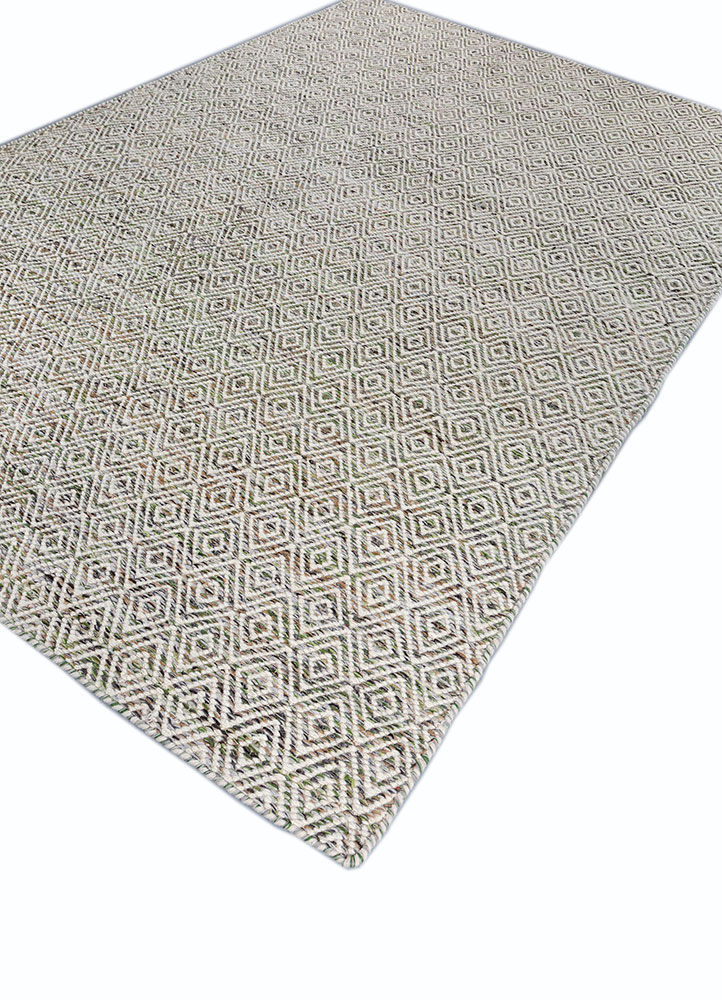 abrash green wool and viscose flat weaves Rug - FloorShot