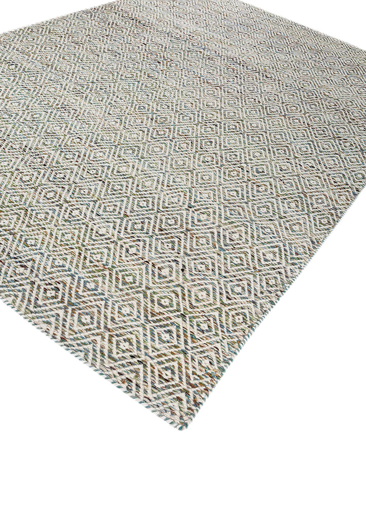 abrash green wool and viscose flat weaves Rug - FloorShot