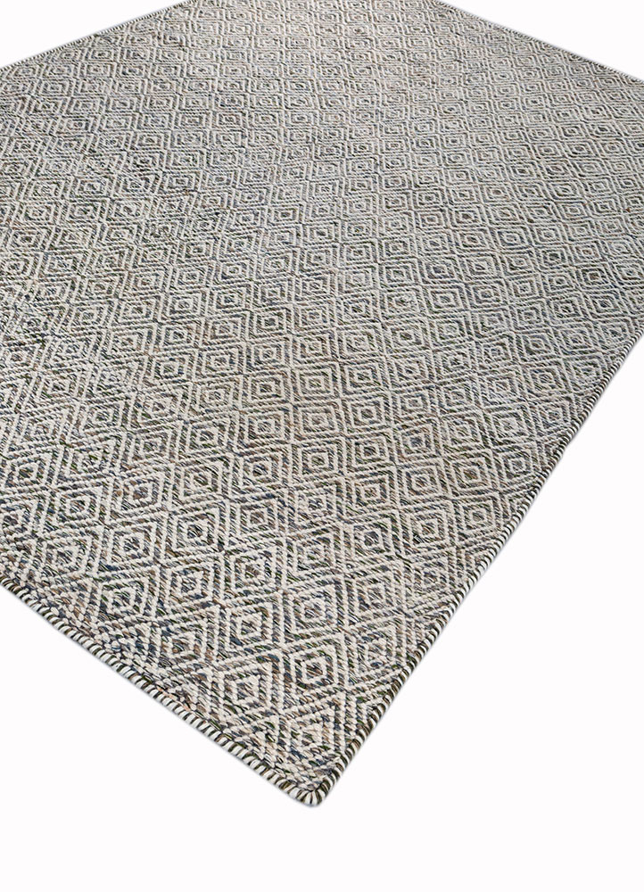 abrash green wool and viscose flat weaves Rug - FloorShot