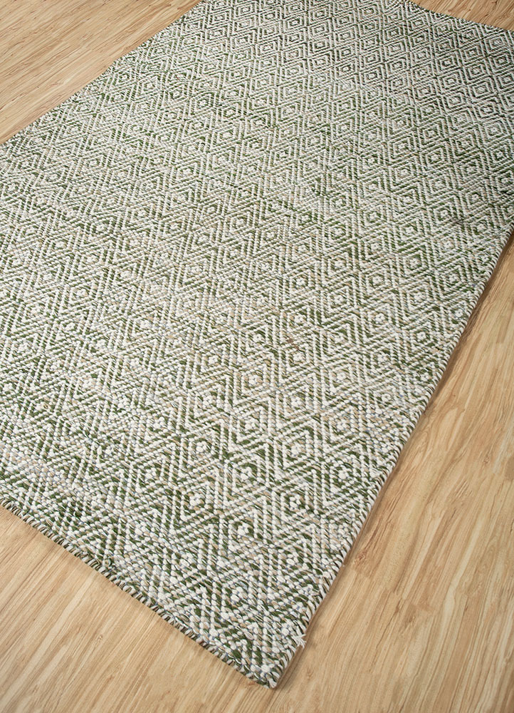 abrash green wool and viscose flat weaves Rug - FloorShot